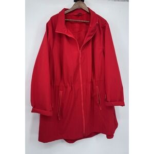 Ulla Popken Hooded Softshell Rain Jacket Plus Size 20/22 Red Fleece Lined